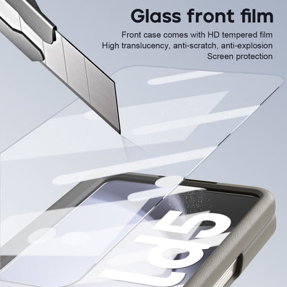 For Samsung Galaxy Z Fold5 5G Integrated Leather Texture PU + PC Full Coverage Phone Case(Light Brown) - Galaxy Z Fold5 Cases by buy2fix | Online Shopping UK | buy2fix