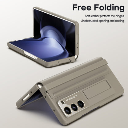 For Samsung Galaxy Z Fold5 5G Integrated Leather Texture PU + PC Full Coverage Phone Case(Light Brown) - Galaxy Z Fold5 Cases by buy2fix | Online Shopping UK | buy2fix