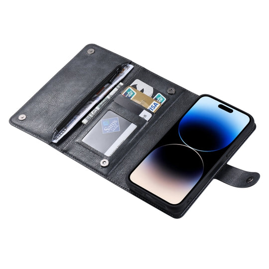 For iPhone 14 Pro ViLi GV Series MagSafe Magnetic Zipper Leather Phone Case(Black)