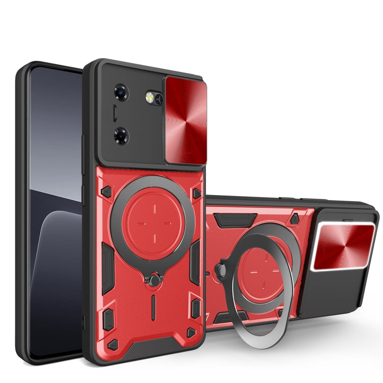 For Tecno Pova 5 CD Texture Sliding Camshield Magnetic Holder Phone Case(Red) by buy2fix