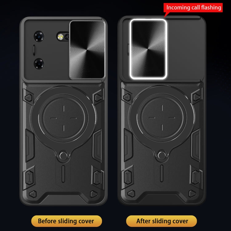 For Tecno Pova 5 CD Texture Sliding Camshield Magnetic Holder Phone Case(Red) by buy2fix