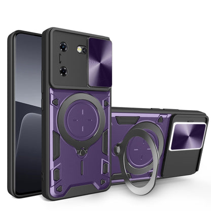 For Tecno Pova 5 CD Texture Sliding Camshield Magnetic Holder Phone Case(Purple) by buy2fix