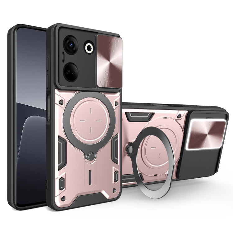 For Tecno Camon 20 4G / 20 Pro 4G CD Texture Sliding Camshield Magnetic Holder Phone Case(Pink) by buy2fix
