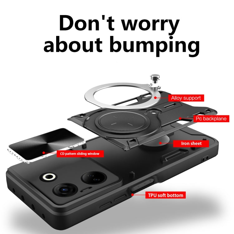 For Tecno Camon 20 4G / 20 Pro 4G CD Texture Sliding Camshield Magnetic Holder Phone Case(Red) by buy2fix