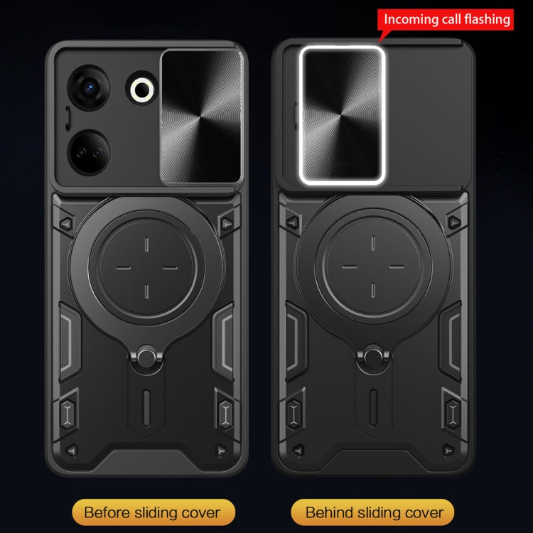 For Tecno Camon 20 4G / 20 Pro 4G CD Texture Sliding Camshield Magnetic Holder Phone Case(Silver) by buy2fix