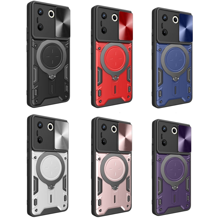 For Tecno Camon 20 Pro 5G CD Texture Sliding Camshield Magnetic Holder Phone Case(Pink) by buy2fix
