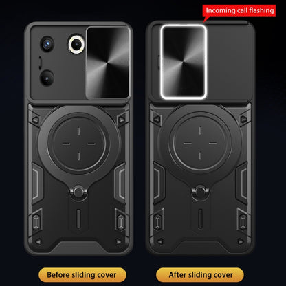 For Tecno Camon 20 Pro 5G CD Texture Sliding Camshield Magnetic Holder Phone Case(Black) by buy2fix
