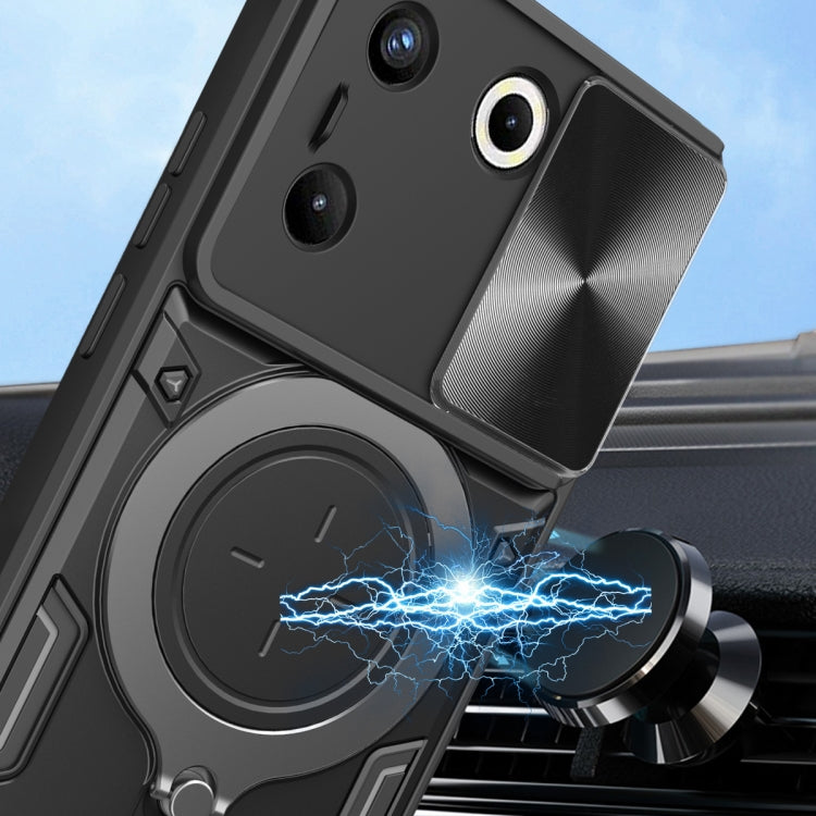 For Tecno Camon 20 Pro 5G CD Texture Sliding Camshield Magnetic Holder Phone Case(Blue) by buy2fix