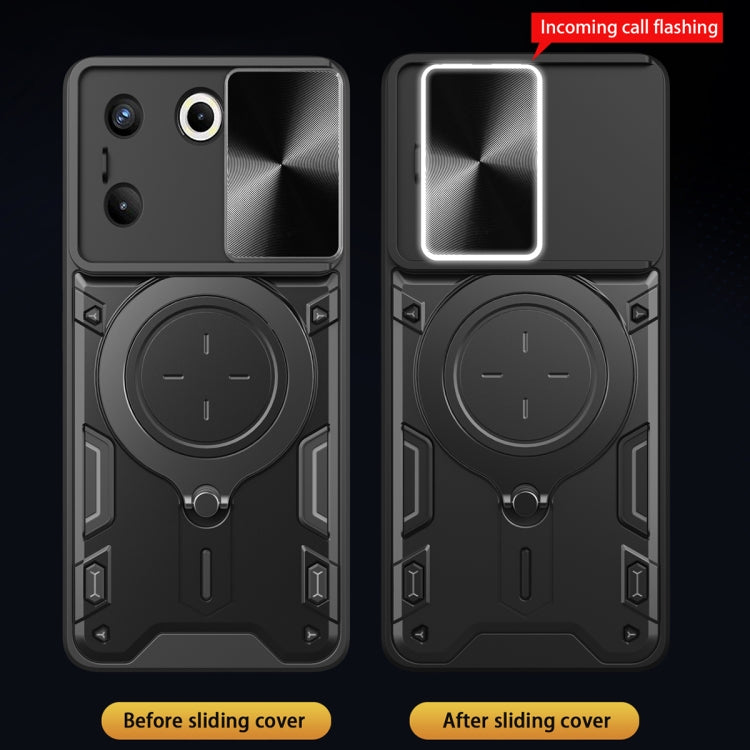 For Tecno Camon 20 Pro 5G CD Texture Sliding Camshield Magnetic Holder Phone Case(Blue) by buy2fix