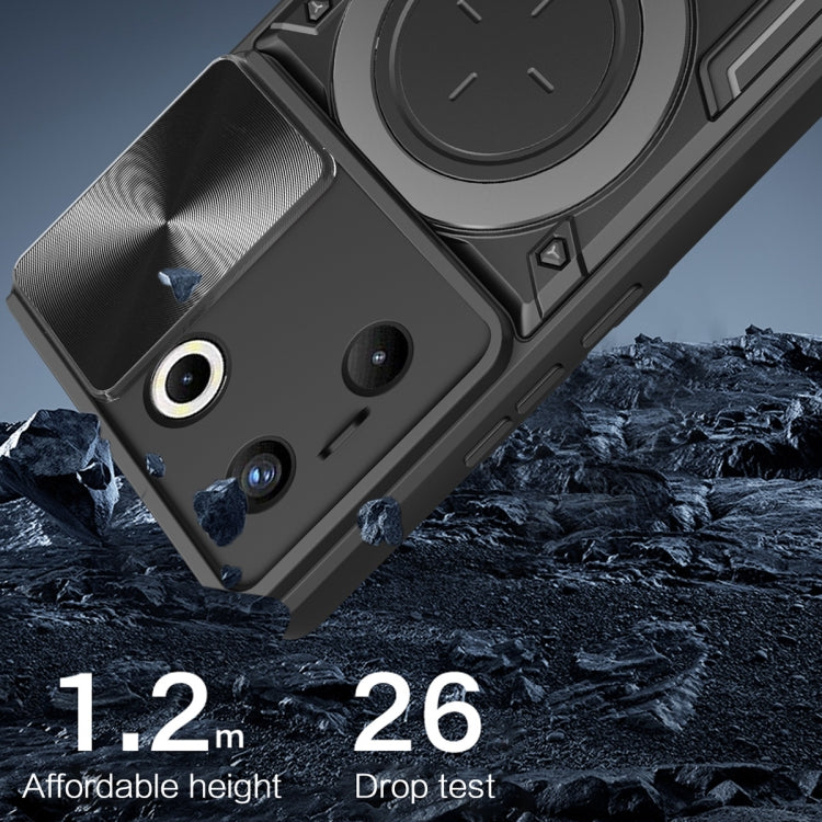 For Tecno Camon 20 Pro 5G CD Texture Sliding Camshield Magnetic Holder Phone Case(Blue) by buy2fix