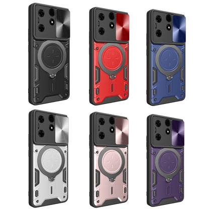For Tecno Spark 10 Pro 4G CD Texture Sliding Camshield Magnetic Holder Phone Case(Red) by buy2fix