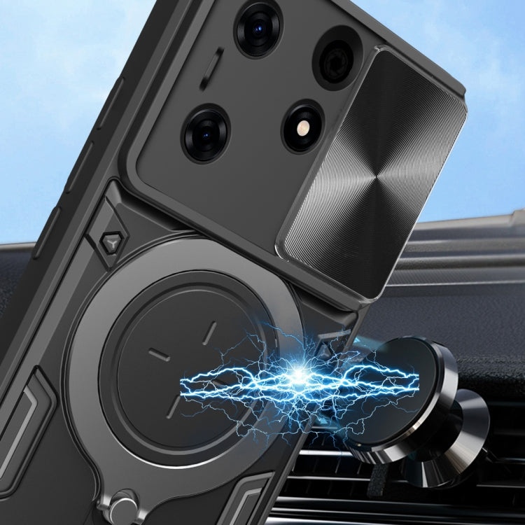 For Tecno Spark 10 Pro 4G CD Texture Sliding Camshield Magnetic Holder Phone Case(Silver) by buy2fix