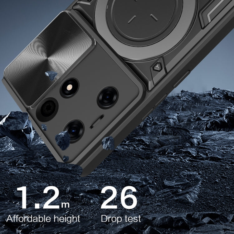 For Tecno Spark 10 Pro 4G CD Texture Sliding Camshield Magnetic Holder Phone Case(Silver) by buy2fix