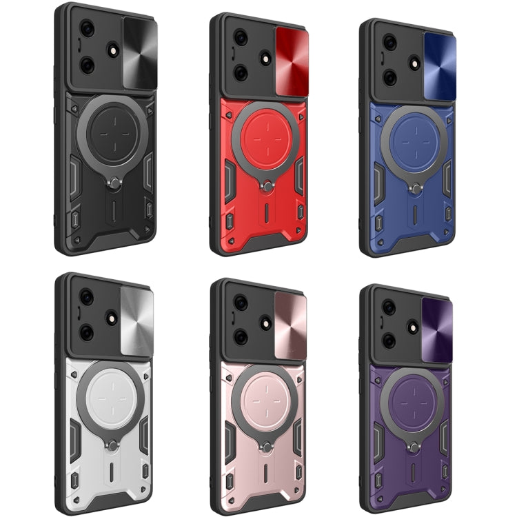 For Tecno Spark 10 / Spark 10C CD Texture Sliding Camshield Magnetic Holder Phone Case(Red) by buy2fix