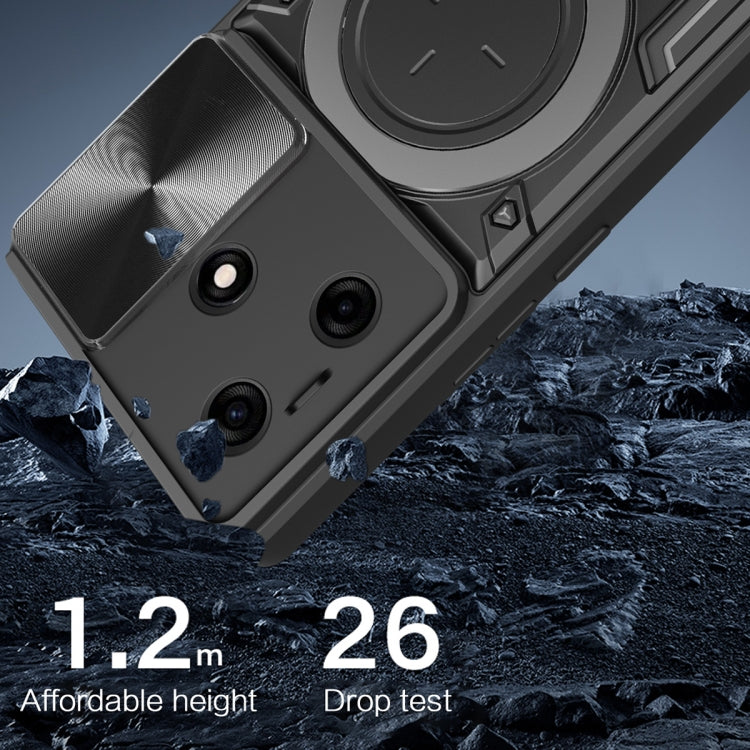 For Tecno Spark 10 / Spark 10C CD Texture Sliding Camshield Magnetic Holder Phone Case(Purple) by buy2fix