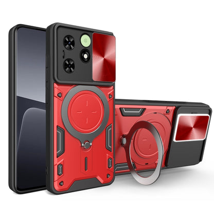 For Tecno Spark Go 2024/Spark 20 CD Texture Sliding Camshield Magnetic Holder Phone Case(Red) by buy2fix
