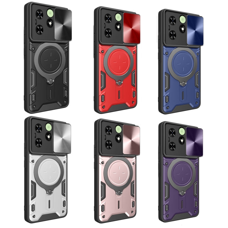 For Tecno Spark Go 2024/Spark 20 CD Texture Sliding Camshield Magnetic Holder Phone Case(Red) by buy2fix