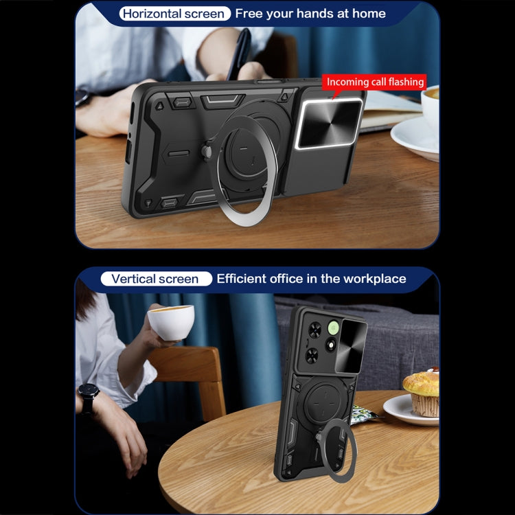 For Tecno Spark Go 2024/Spark 20 CD Texture Sliding Camshield Magnetic Holder Phone Case(Blue) by buy2fix