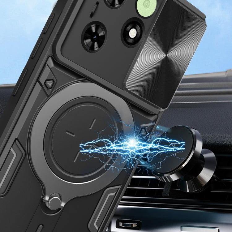 For Tecno Spark Go 2024/Spark 20 CD Texture Sliding Camshield Magnetic Holder Phone Case(Blue) by buy2fix