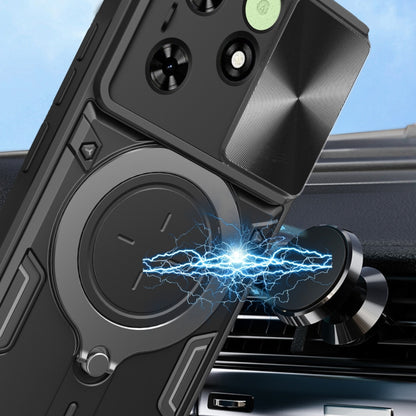 For Tecno Spark Go 2024/Spark 20 CD Texture Sliding Camshield Magnetic Holder Phone Case(Silver) by buy2fix