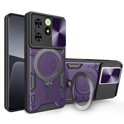 For Tecno Spark Go 2024/Spark 20 CD Texture Sliding Camshield Magnetic Holder Phone Case(Purple) by buy2fix