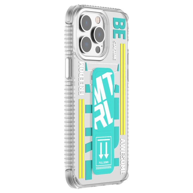 For iPhone 15 Pro Mutural Cyber Series TPU Phone Case with IML Stand(Green) - iPhone 15 Pro Cases by Mutural | Online Shopping UK | buy2fix