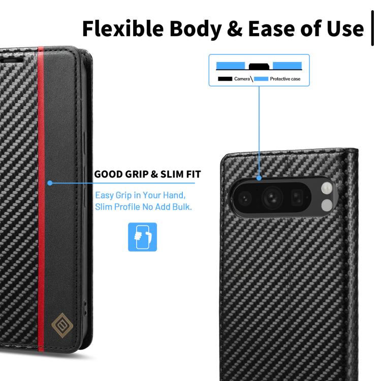 For Google Pixel 10 / 10 Pro LC.IMEEKE Carbon Fiber Leather Phone Case(Vertical Black) - Google Cases by LC.IMEEKE | Online Shopping UK | buy2fix