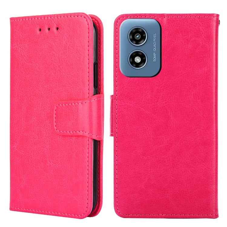 For Motorola Moto G Play 4G 2024 Crystal Texture Leather Phone Case(Rose Red) by buy2fix