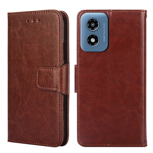 For Motorola Moto G Play 4G 2024 Crystal Texture Leather Phone Case(Brown) by buy2fix