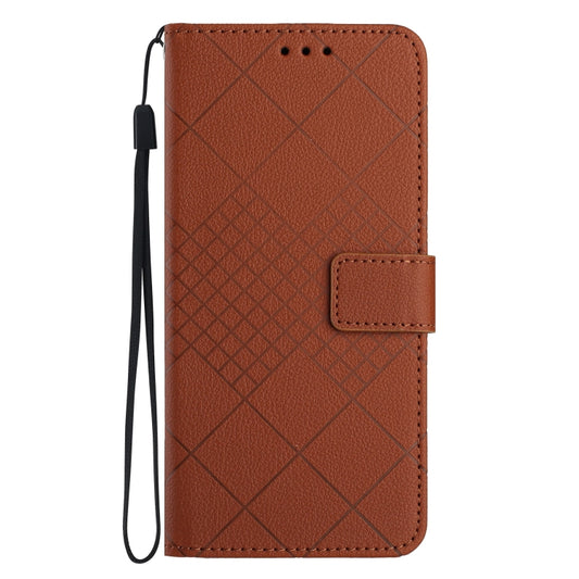 For Xiaomi 13 Lite Rhombic Grid Texture Leather Phone Case(Brown) - Xiaomi Cases by buy2fix | Online Shopping UK | buy2fix