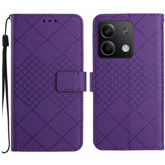 For Xiaomi Redmi Note 13 4G Global Rhombic Grid Texture Leather Phone Case(Purple) - Xiaomi Cases by buy2fix | Online Shopping UK | buy2fix