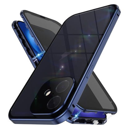 For iPhone 16 Anti-peeping Magnetic Double-sided Tempered Glass Phone Case(Blue) by buy2fix