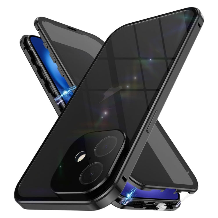 For iPhone 16 Anti-peeping Magnetic Double-sided Tempered Glass Phone Case(Black) by buy2fix