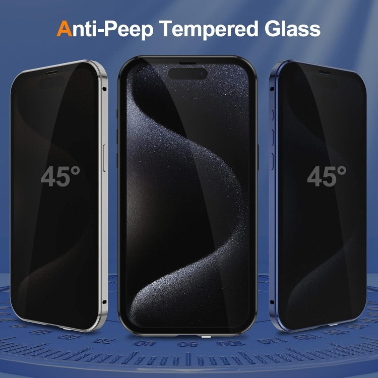 For iPhone 15 Pro Max Anti-peeping Magnetic Double-sided Tempered Glass Phone Case(Blue) - iPhone 15 Pro Max Cases by buy2fix | Online Shopping UK | buy2fix