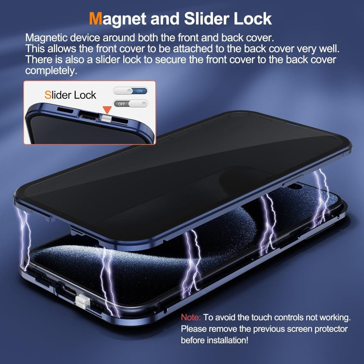 For iPhone 16 Anti-peeping Magnetic Double-sided Tempered Glass Phone Case(Black) by buy2fix