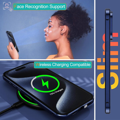 For iPhone 15 Pro Max Anti-peeping Magnetic Double-sided Tempered Glass Phone Case(Blue) - iPhone 15 Pro Max Cases by buy2fix | Online Shopping UK | buy2fix