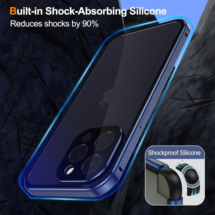 For iPhone 16 Anti-peeping Magnetic Double-sided Tempered Glass Phone Case(Blue) by buy2fix