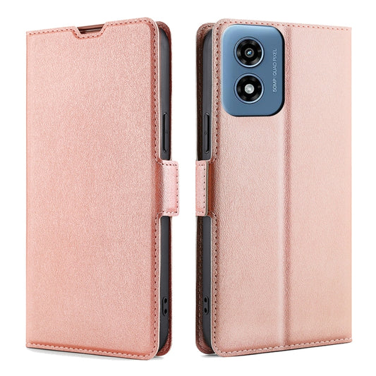 For Motorola Moto G Play 4G 2024 Ultra-thin Voltage Side Buckle Horizontal Flip Leather Phone Case(Rose Gold) by buy2fix