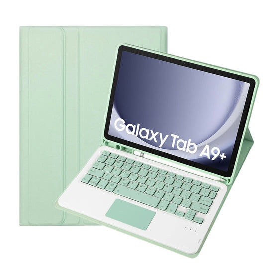 For Samsung Galaxy Tab A9+ X210/X215/X215 A09B-A Candy Color TPU Touch Bluetooth Keyboard Leather Tablet Case with Pen Holder(Light Green) by buy2fix