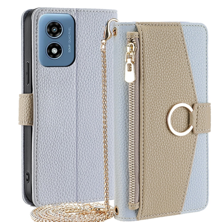 For Motorola Moto G Play 4G 2024 Crossbody Litchi Texture Leather Phone Case(Blue) by buy2fix