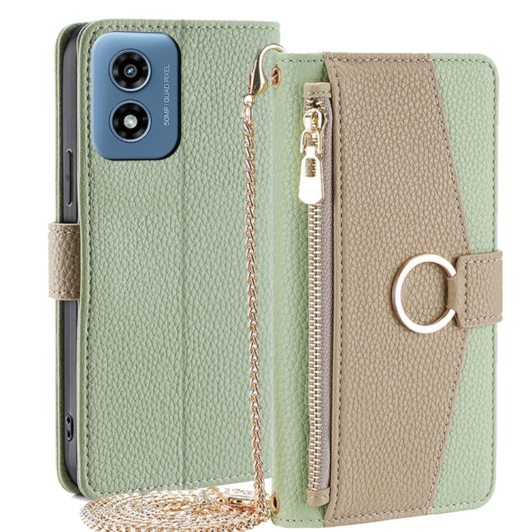 For Motorola Moto G Play 4G 2024 Crossbody Litchi Texture Leather Phone Case(Green) by buy2fix