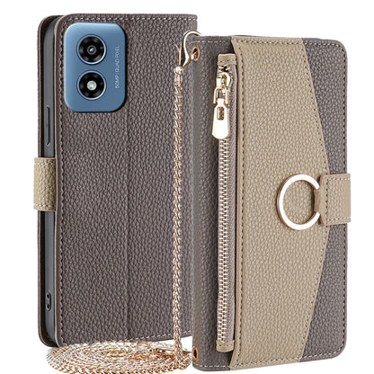 For Motorola Moto G Play 4G 2024 Crossbody Litchi Texture Leather Phone Case(Grey) by buy2fix