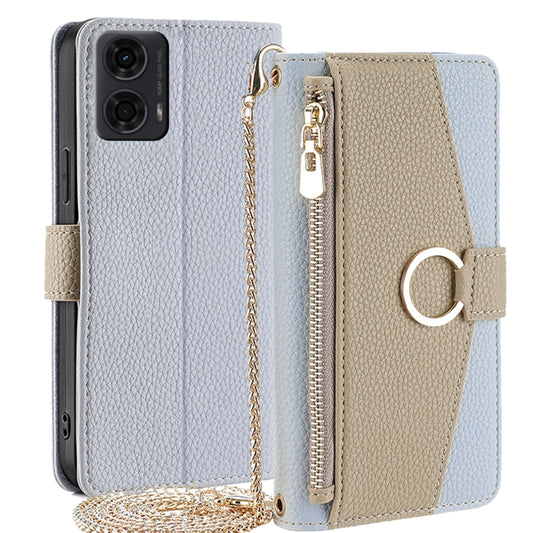For Motorola Moto G24 4G Crossbody Litchi Texture Leather Phone Case(Blue) by buy2fix