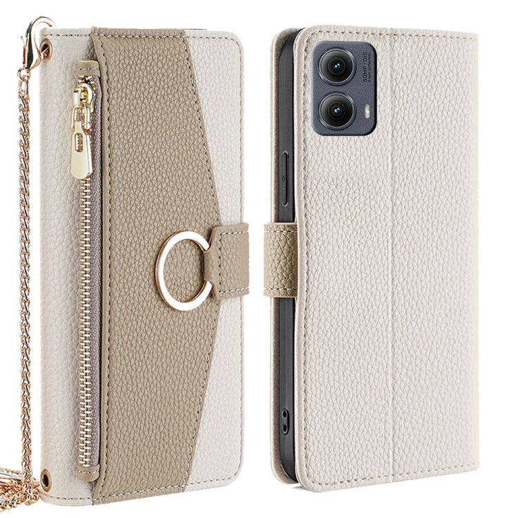 For Motorola Edge 5G 2024 Crossbody Litchi Texture Leather Phone Case(White) by buy2fix
