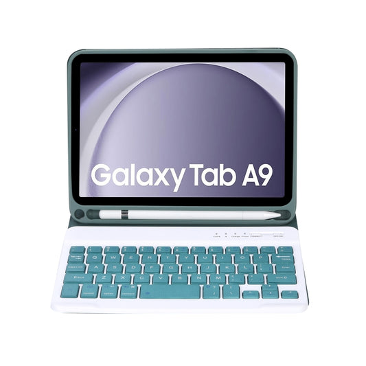 For Samsung Galaxy Tab A9 X110/X115 A221B Candy Color TPU Bluetooth Keyboard Leather Tablet Case with Pen Holder(Dark Green) - For Samsung by buy2fix | Online Shopping UK | buy2fix