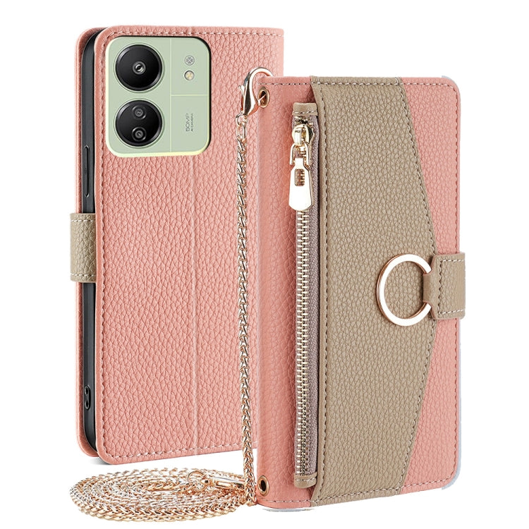 For Xiaomi Redmi 13C Crossbody Litchi Texture Leather Phone Case(Pink) by buy2fix