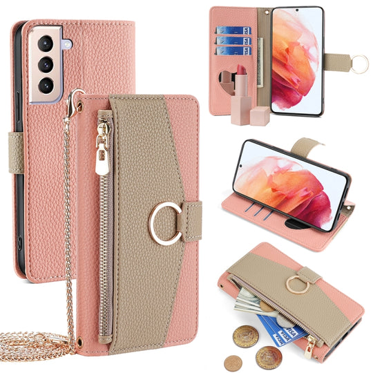 For Samsung Galaxy S21 5G Crossbody Litchi Texture Leather Phone Case(Pink)