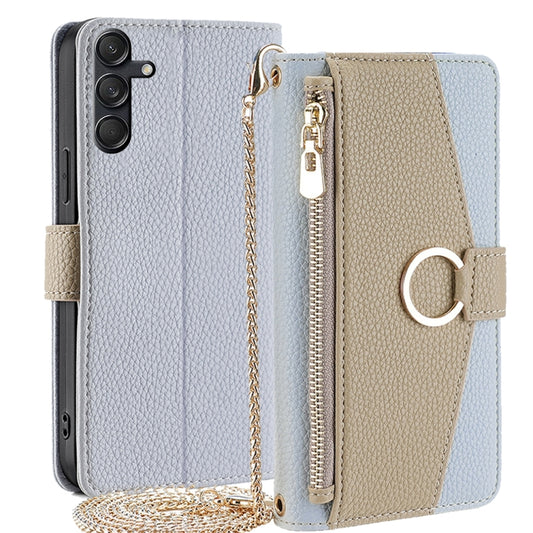 For Samsung Galaxy M55 5G Crossbody Litchi Texture Leather Phone Case(Blue) by buy2fix