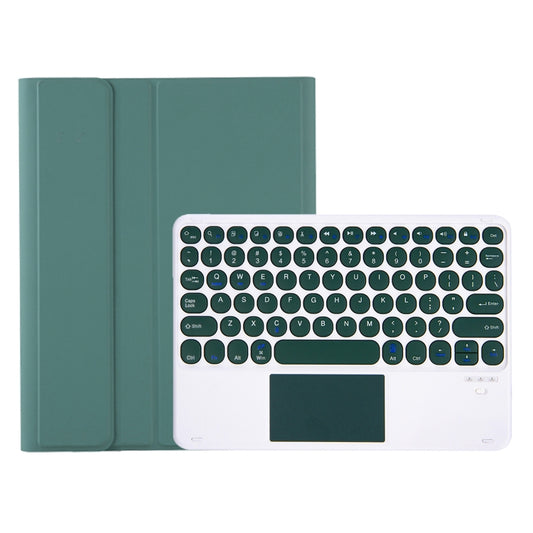 For Samsung Galaxy Tab A9+ X210/X215/X215 YA09B-A Candy Color TPU Round Keycap Touch Bluetooth Keyboard Leather Case with Pen Slot(Dark Green) - Samsung Keyboard by buy2fix | Online Shopping UK | buy2fix