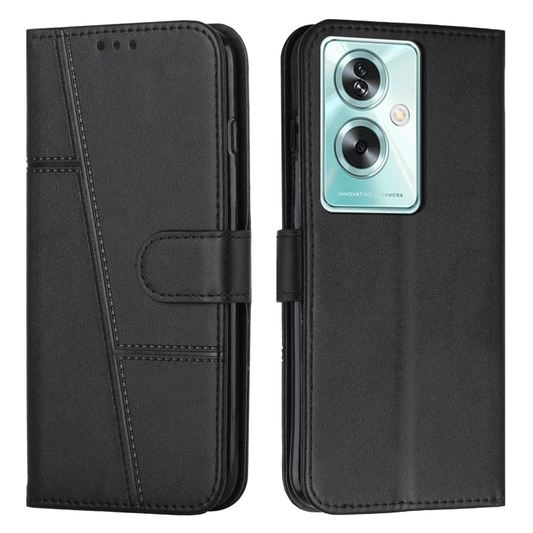For OPPO A79 5G Stitching Calf Texture Buckle Leather Phone Case(Black) by buy2fix